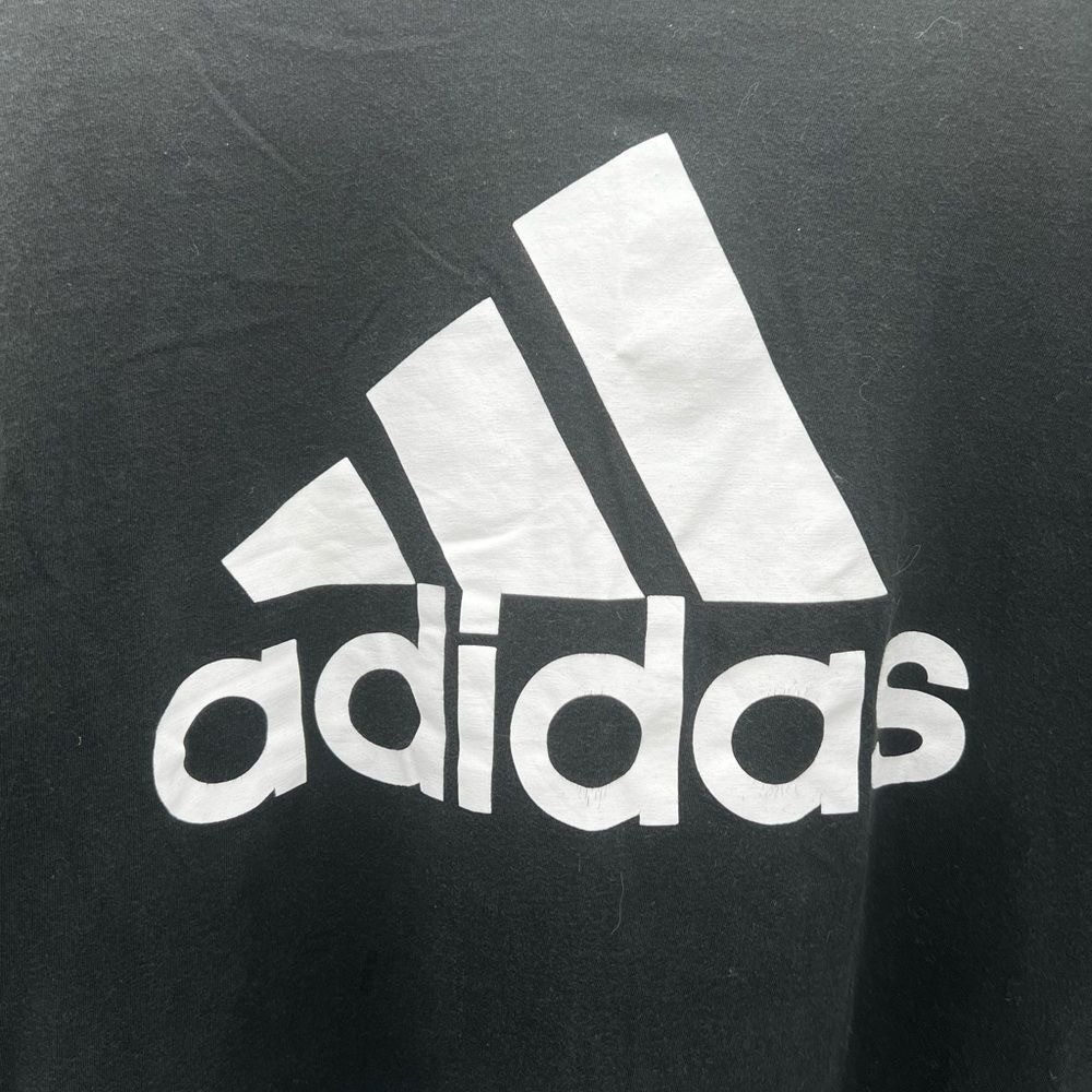 Adidas Women Black Long Sleeve Graphic Tee Shirt Big Logo Size Large Fits Medium - Picture 2 of 5